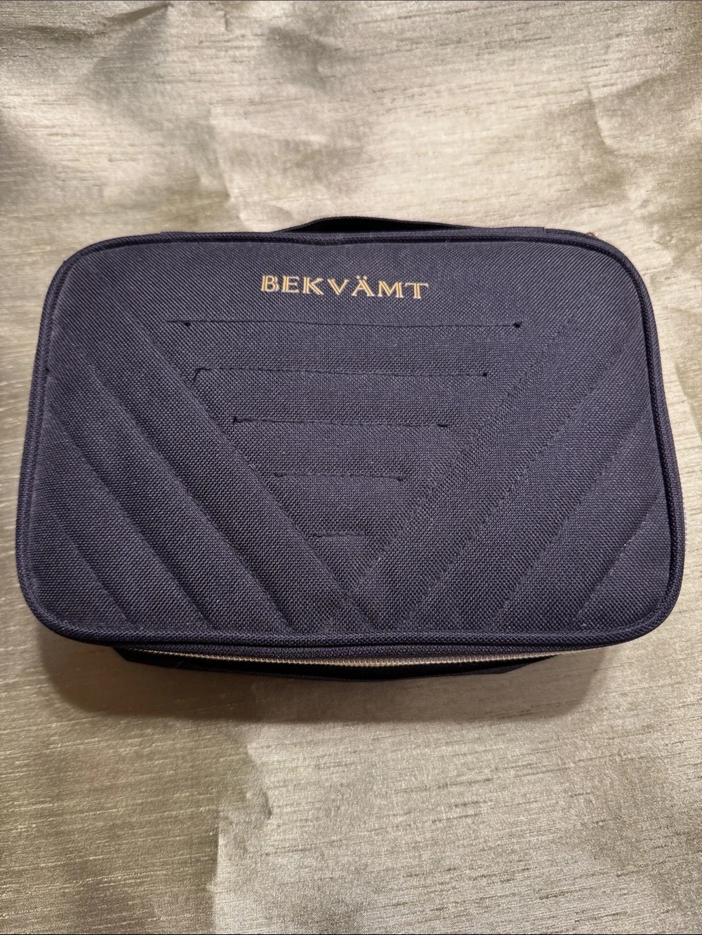 Quilted Navy Travel jewelry case